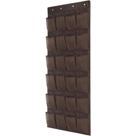 Range Chaussures - INSFITY - Suspendu Sur la Porte en Tissu Non Tissé - 24 Poches - Marron (1/4)