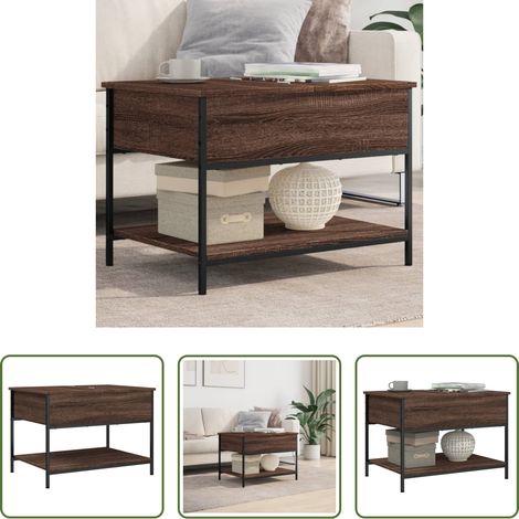 Holzwerkstoff Couchtisch -  Couchtisch Braun Eichen-Optik 70x50x50 cm Holzwerkstoff Metall (1/5)