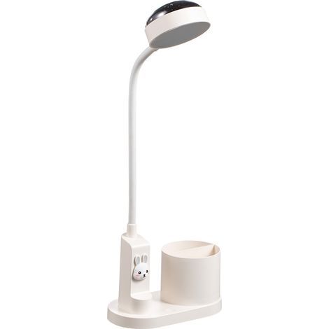 Schreibtischlampe für Kinder, Studiertischlampe mit Stifthalter, Nachttischlampe mit automatischem Farbwechsel, dimmbare LED-Leselampe für Kinder (Weiß) (1/5)