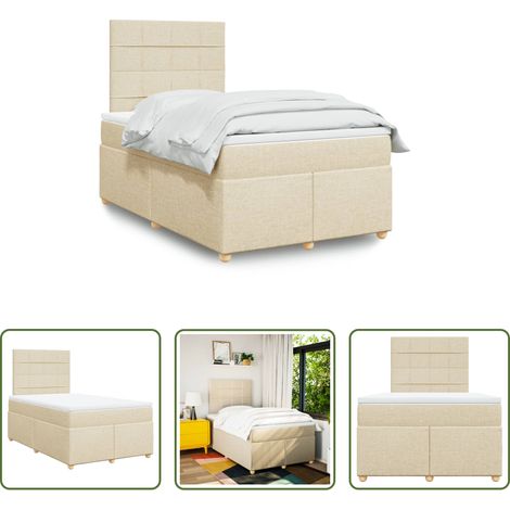 vidaXL Taschenfederkern - Boxspringbett mit Matratze Creme 120x200 cm Stoff (1/5)