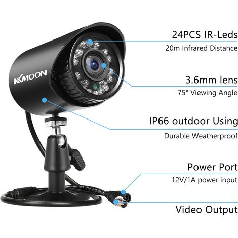 Caméra de sécurité analogique 1 MP 720p 4-en-1 (TVI/AHD/CVI/CVBS) pour extérieur, résistante aux intempéries, avec vision nocturne infrarouge et système PAL. (1/2)