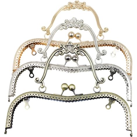 Lot de 3 Fermoirs Porte-Monnaie en Métal M Fleur de Prunier, Accessoires DIY pour Poignées de Paquet Fait Main, Couleurs Bronze Argenté Doré Clair, pour Couture et Création Paquet (1/5)