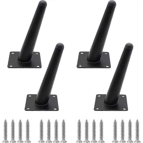 Pieds de meuble réglables, pieds de meubles inclinés, ensemble de 4 pièces dorés pieds de canapé médiévaux, pieds de table basse robustes pieds de chaise fuselés, M 6 pouces 15 cm, type incliné noir (1/5)