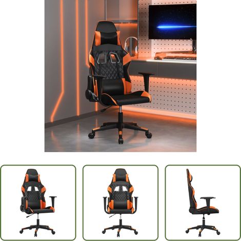 vidaXL Chaise de jeu ergonomique - Chaise de jeu Noir et orange Similicuir (1/5)