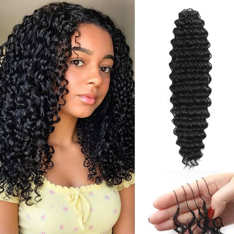 Plumes crochet cheveux humains - Deep Wave Pre - separated cheveux humains, pour les femmes noires, crochet tricot miracle noeud, pré - Split noeud, noeud invisible, 1B \, 24 pouces - 100 g