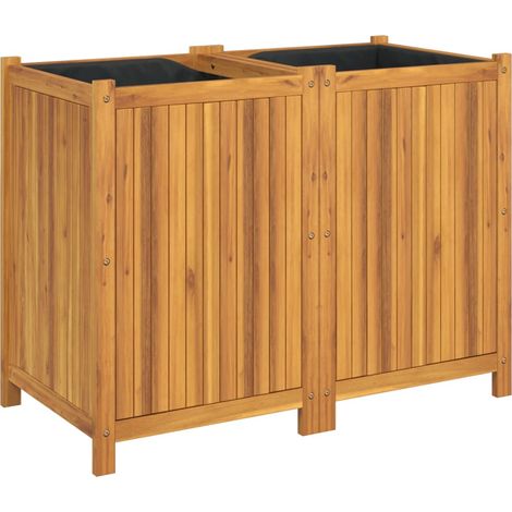 Pflanzkasten mit Innenauskleidung 100x50x75 cm aus Akazienholz