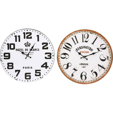 Trade Shop - Orologio Da Parete In Legno Rotondo Vintage Retro' Analogico Casa Cucina 218694 - (1/3)
