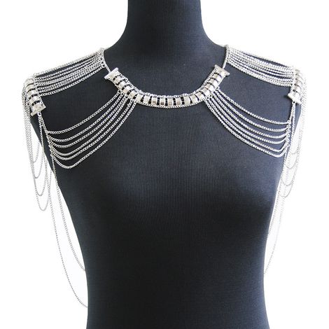 1 Collier d'épaule, chaîne 53 cm, extension 15 cm, alliage, tenue plage fête, femme homme (1/5)