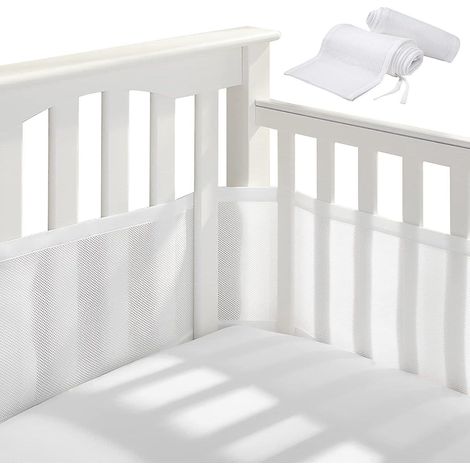 tour De Lit 4 Cts (2 Pices, Blanc), Tour De Lit Protecteur Pour Berceau, Tour De Lit Respirant Pour La Protection De La Maison (1/5)
