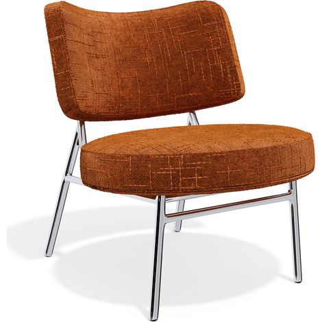 Fauteuil de salon en velours tramé terracotta IGGY (1/4)