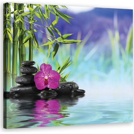 Quadro su tela, Pietre sull'acqua zen - 30x30 (1/4)