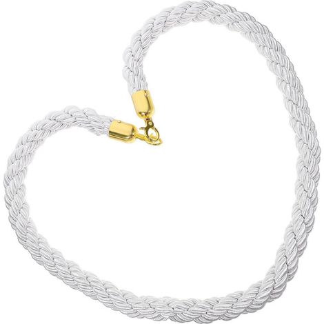 Barrière en Corde Tressée Blanche pour Poteau de File D'attente  Style Soigné, Acier Inoxydable Polyester Installation Facile Lot de 1 Mètre Usage Intérieur Scolaire (1/5)