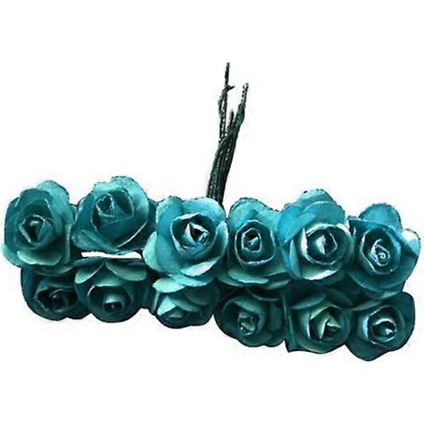 Lot de 12 roses artificielles pour décoration à faire soi-même, pour la maison, un anniversaire, un mariage ou une fête.bleu foncé