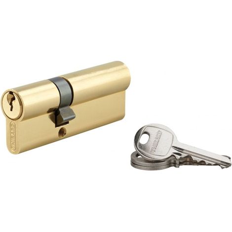 Cylindre de serrure cranté 30 x 50 mm – 3 clés en acier nickelé – Mécanisme à 5 goupilles – Panneton anti-arrachement – Vis de 50 mm (1/3)