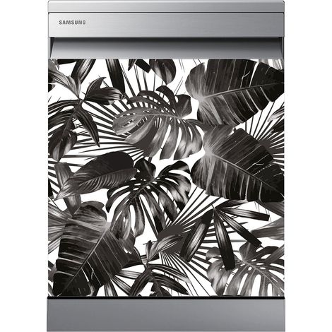 Stickers Lave vaisselle - Feuilles tropicales - 60x60 cm - Adhésif BRILLANT (1/2)