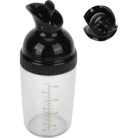 Salatdressingbehälter, auslaufsicher, tropffest, 200 ml Salatdressing-Shaker für die Küche (schwarz) (1/5)