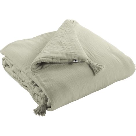 Couvre-lit double gaze de coton vert 150x150 cm
