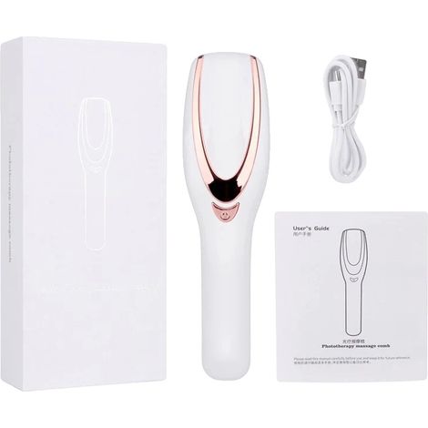 Massagekamm, Vibrations Therapie, Duale Lichtbehandlung, WEISS (1/2)