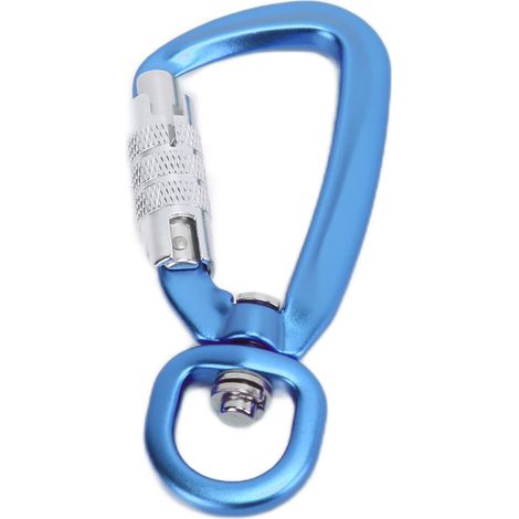 Mousqueton à verrouillage automatique et rotation à 360° - Accessoire bleu pour laisses de chien, hamacs et sacs à dos (1/5)
