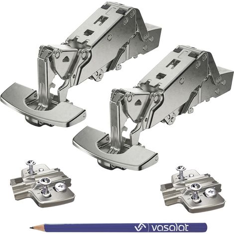Hettich Weitwinkelscharniere THS55 FIX Sensys 2x Weitwinkel Scharniere 8657i aufliegend gedämpft Öffnungswinkel 165 Grad mit Schnellmontage und Grundplatten (1/5)