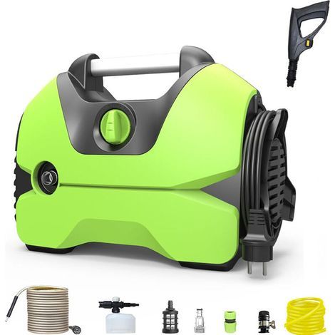 3000W Nettoyeur Haute Pression Horizontal Plus, Pression : max. 150 bar, Débit : 9L/min, Filtre à Eau, Flexible et Pistolet Haute Pression, Lance (1/5)