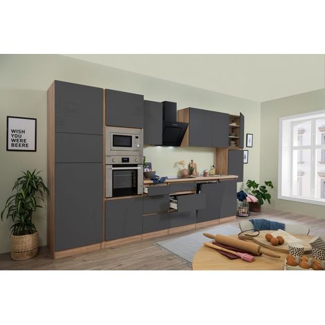 Cuisine Kitchenette sans poignée Chêne gris Lorena 395 cm Respekta