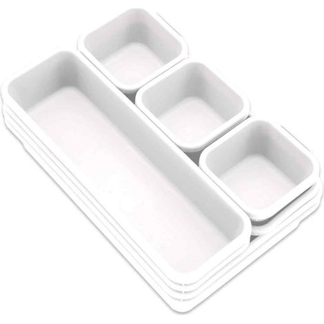 Bac De Rangement - Plastique - 8 Pièces Emboîtables - Pour Cuisine Bureau Salle De Bain Maquillage Bijoux - 3 Petits 3 Moyens 2 Grands