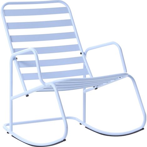 Garden Rocking Chair Light Blue Aluminium Slatted Design Modern Style Outdoor TURI (1/5)