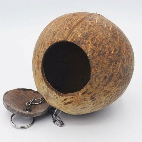 Maison Pour Oiseaux - Coquille De Noix De Coco Naturelle - Diamètre 12 Cm - Ouverture 6 Cm - Pour Perruches Canaris Et Petits Rongeurs - 1 Pièce (1/4)