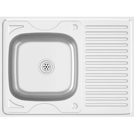 Kitchen Sink with Drainer Set Silver 800x600x155 mm Stainless Steel vidaXL
