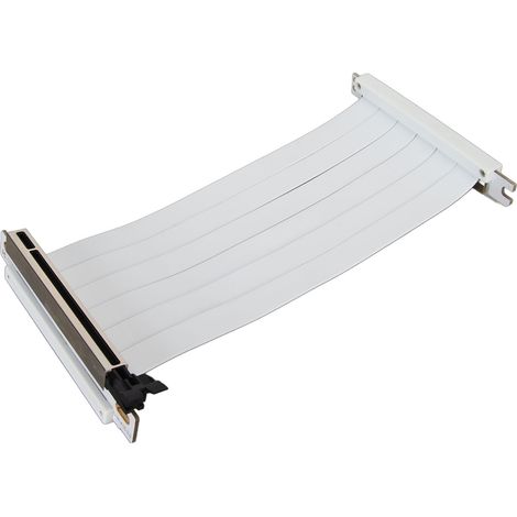 Câble riser PCIe
3.0 x16 à 180°, haute vitesse, flexible, double connecteur inversé, rallonge pour carte graphique GPU, blanc, 30 cm / 11,8 pouces (1/5)