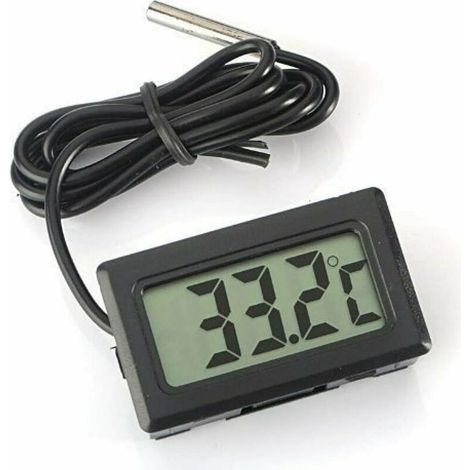 Digital LCD Thermomètre Moniteur de température avec sonde externe étanche pour réfrigérateur/congélateur-Aquarium, de température de l'eau FishTank - Noir, 4,8× 2,8× 1,5 cm (câble: 1M) (1/3)
