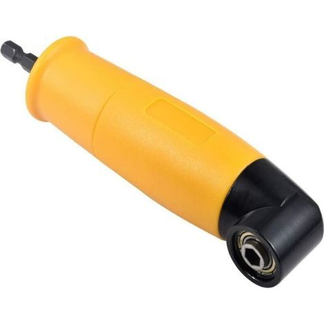 Perceuse à angle droit, pilote à angle droit à 90 degrés, perceuse-visseuse sans fil étendue adaptateur de support de tournevis à douille hexagonale de 6,35 mm (1/4)