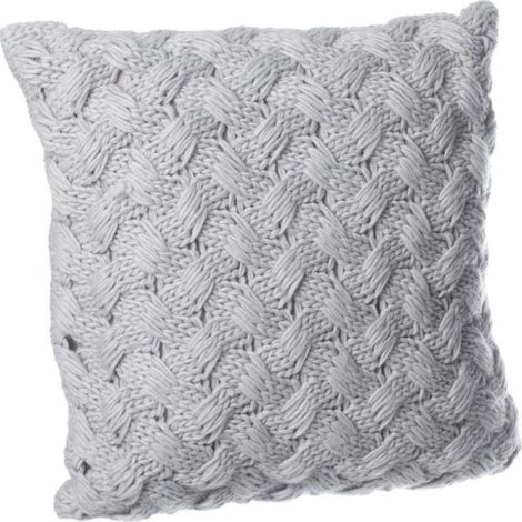 Coussin Déco "Maille" 40x40cm Gris (1/4)