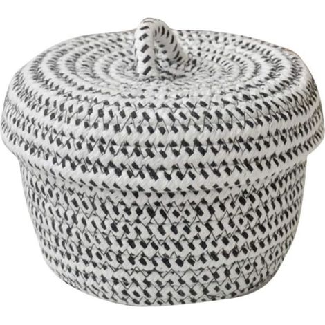 YMYNY Petit panier de rangement avec couvercle en corde de coton naturel, boîte de rangement pour chambre d'enfant, panier pour jouets de bébé (1/3)