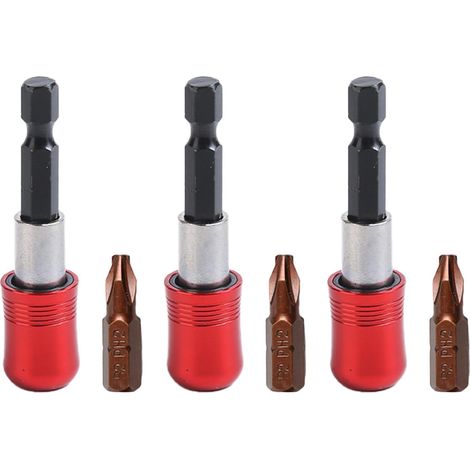 Screwdriver Bit Holder 1/4 Hex Extension 60 mm Screwdriver Bit Quick Change CrV Steel for Drill Driver Bit PZ2 25 mm Set of 3 (1/5)