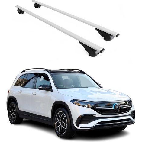 OMAC Barres de toit pour Mercedes EQB X243 2022-2026 – TÜV / DIN 75302:2019 – Antivol inclus – Charge max 75 kg – 2 barres Argent (1/4)