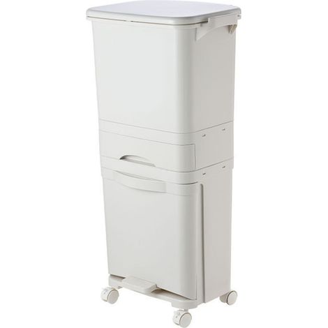 Poubelle de tri sec/humide grande capacité 32L, poubelle coulissante surélevée à 3 couches 36x26x84cm pour cuisine maison (1/5)