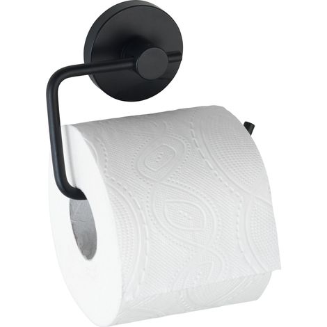 WENKO Portarotolo da parete nero Milazzo, portarotolo da parete senza fori "Vacuum Loc Plus", riposizionabile senza lasciare tracce, Acciaio verniciato, 13,5x10,5x3,7 cm, Nero (1/6)