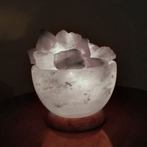 Lampada di Sale Himalayano Bianco naturale Braciere Rotondo liscio con pezzotti 3Kg