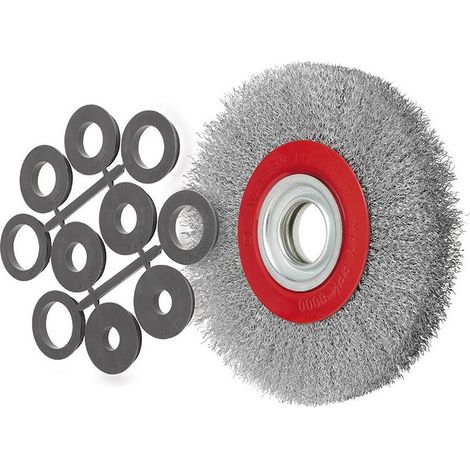 Brosse circulaire 200 mm avec fils inox ondules pour meuleuse d'etabli