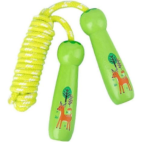 Corde à sauter en coton avec poignée en bois, longueur ajustable, adaptée aux enfants – idéale pour les activités physiques en extérieur. (1/5)