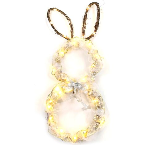 Guirlande lumineuse dorée chaude (moyenne) - Décoration de couronne de Pâques en forme de lapin - Ruban de glycine (1/2)