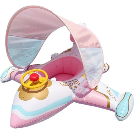 Flotteur Avion Gonflable - Jouet de Piscine Bateau Avion avec Store Anti - (1/5)