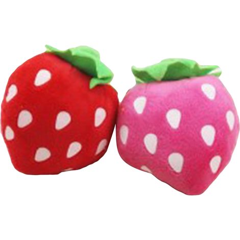 Peluche pour chien en forme de fraise, jouet à mâcher rose pour soulager l'ennui et faire ses dents (1/5)