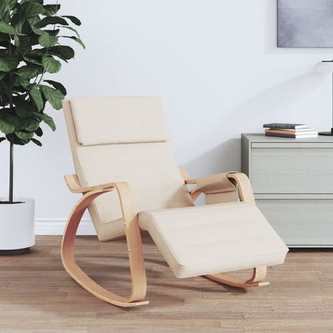 Chaise à bascule, Rocking chair design contemporain, Fauteuil à bascule  Crème Tissu BGT33171 (1/5)