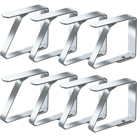 Pinces à Nappe 8 Pièces, Acier Inoxydable Nappe Clips Anti-Glissant, Convient à Tables de 1 à 3 cm d'épaisseur (Petit x 8 Pièces) (1/4)