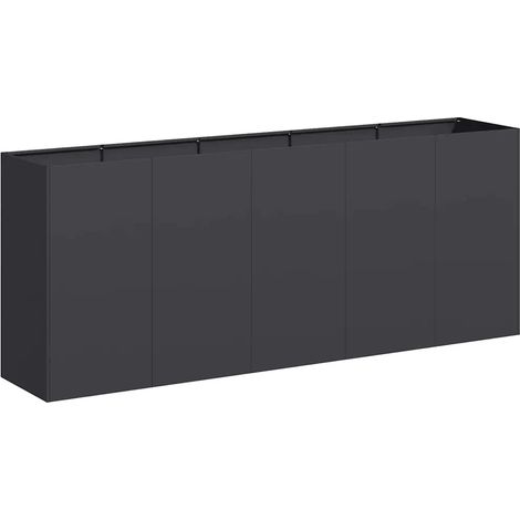 Jardinière rectangulaire moderne pour extérieur 200 x 40 x 80 cm esthétique élégante en acier laminé à froid noir (1/5)