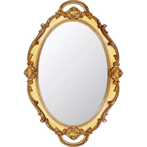 Espejo de pared ovalado decorativo vintage de 37 x 25 cm (dorado) (1/5)