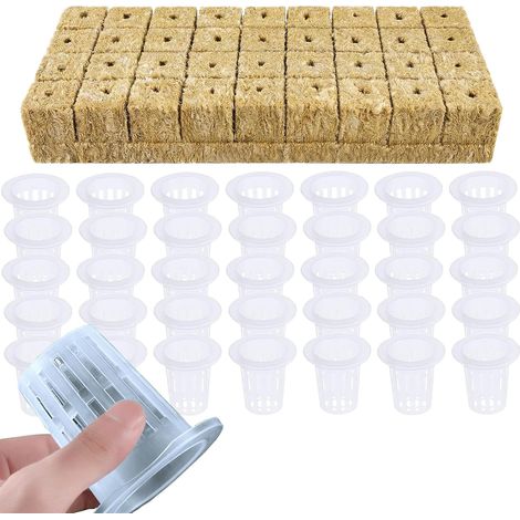 Laine de Roche Hydroponie - 36 Cubes - Fibre de Basalte - Démarrage Racines - Jardinage Intérieur Extérieur - 30x30x40mm (1/5)